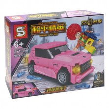 Конструктор SY1519H Транспорт PUBG: розовый спорткар