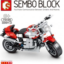 Конструктор SEMBO BLOCK 701135 Коллекционная модель мотоцикла (бело-красный)