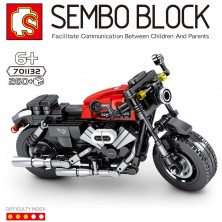 Конструктор SEMBO BLOCK 701132 Коллекционная модель мотоцикла (чёрно-красный)
